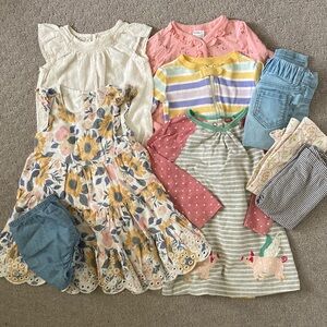 9-pc Bundle assorted toddler girl clothes, ~12M.